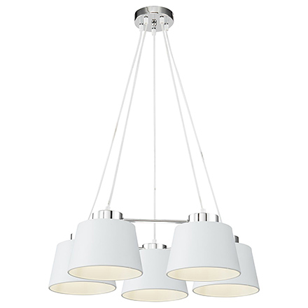 Modern Barbara 5: Подвесной светильник с плафонами (хром/матовый белый)