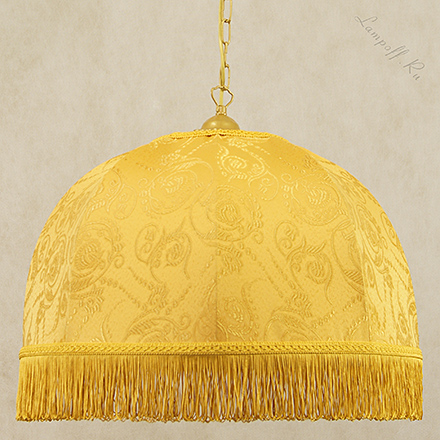 Подвесной желтый абажур-купол с бахромой в ретро стиле