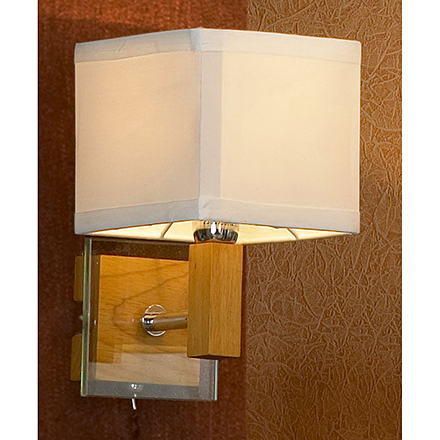 Montone 1: Настенный светильник (цвет хром, дерево, белый)
