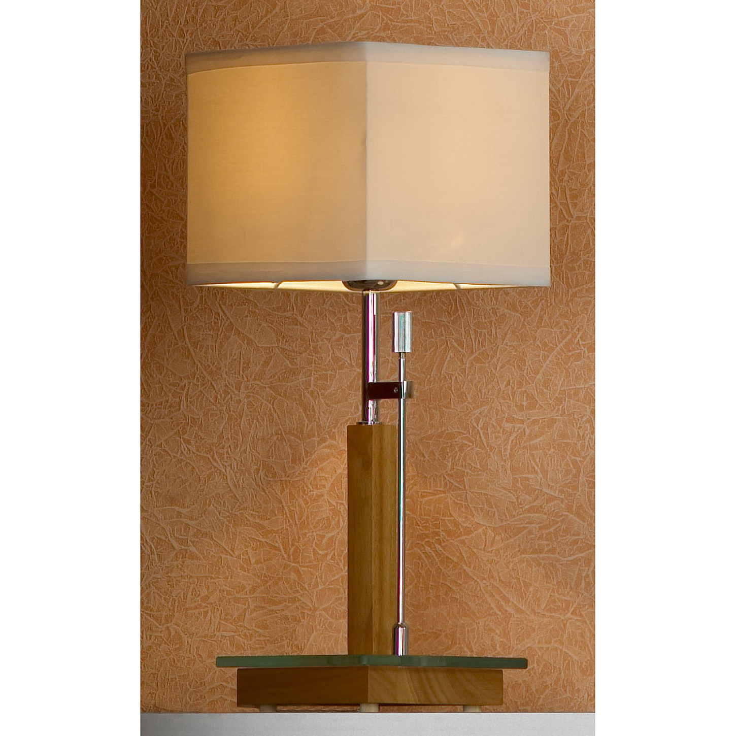 Montone 1: Настольная лампа (цвет хром, дерево, белый)