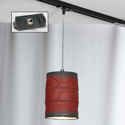 Трековый светильник однофазный в стиле лофт (цвет никель, красный)