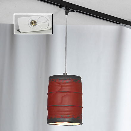 Трековый светильник однофазный в стиле лофт (цвет никель, красный)