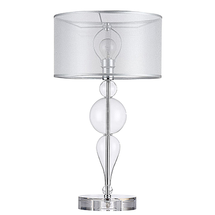 Настольная лампа из стекла с прозрачным абажуром цилиндром (хром)