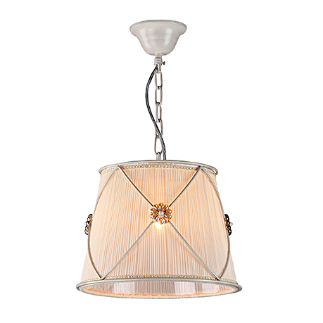 Подвесной светильник-абажур из жатой ткани диаметр 30 см. (цвет жемчужный белый)