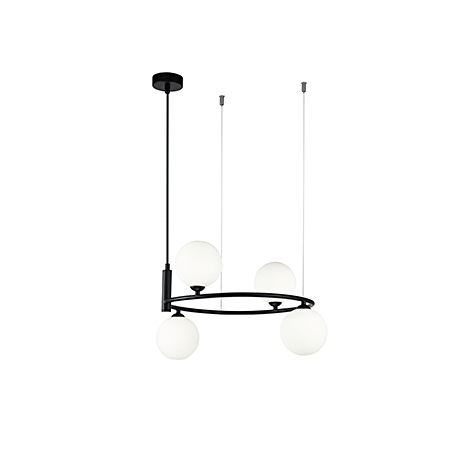 Подвесной светильник - обруч с шарами на тросах (цвет черный)