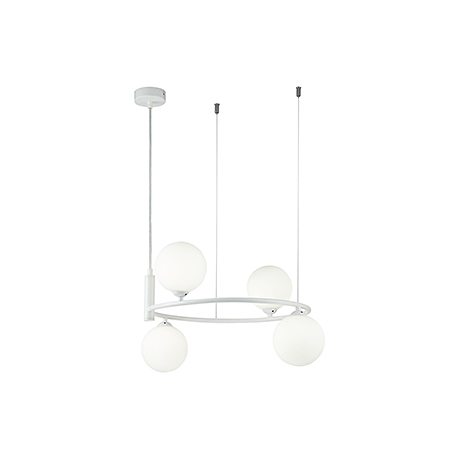 Modern Ring 4: Подвесной светильник - обруч с шарами на тросах (цвет белый)