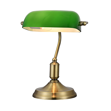 Banker Brass: Настольная лампа Банкир с зеленым плафоном