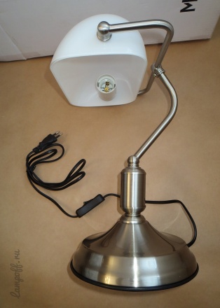 Лампа Банкир - серебро с белым плафоном, Z153-TL-01-N