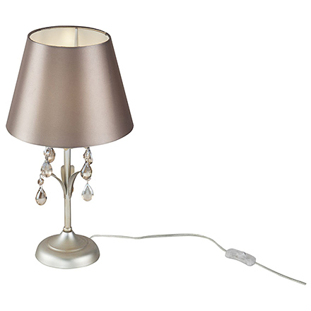 Настольная лампа с абажуром (серебро антик/коричневый)