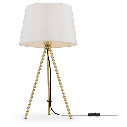 Modern Sandy 1: Настольная лампа тринога с абажуром (латунь/белый)