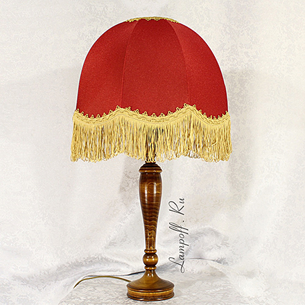 Лара 14 бордовая: Лампа под старину с абажуром и бахромой