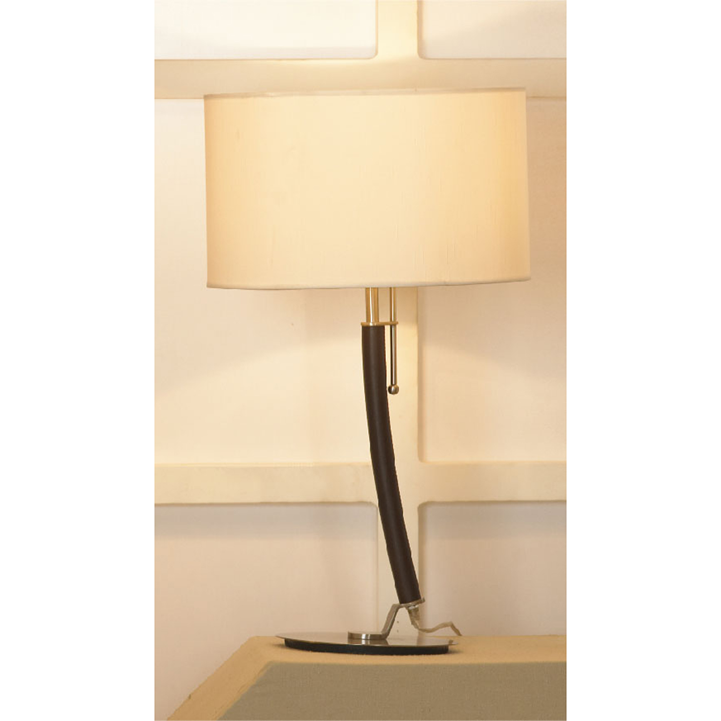 Настольная лампа (цвет никель, коричневый, бежевый)