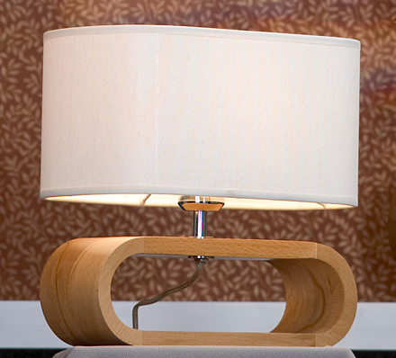 Nulvi 1: Настольная лампа (цвет хром, дерево, белый)