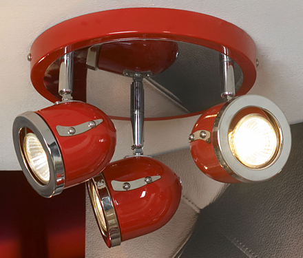 Светильник настенно-потолочный (цвет красный, хром)