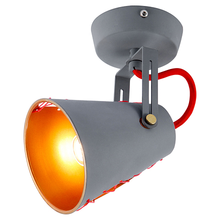 Светильник настенно-потолочный в стиле лофт (цвет серый, красный)