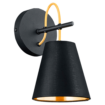 Настенный светильник с текстильном абажуром черный и оранжевый