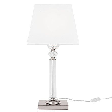 Прикроватная лампа с квадратным абажуром (хром, белый)