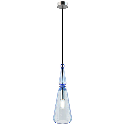 Подвесной светильник из стекла (хром, голубой)