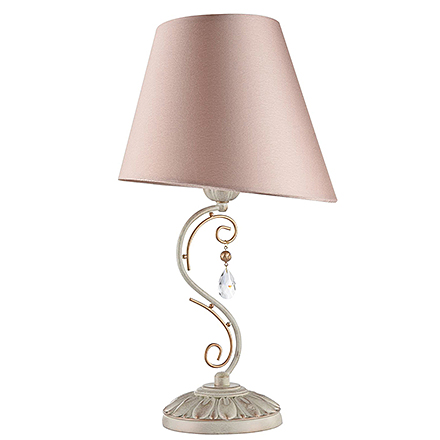 Настольная лампа с розовым абажуром диаметр 23 см. (каркас персиковое золото)