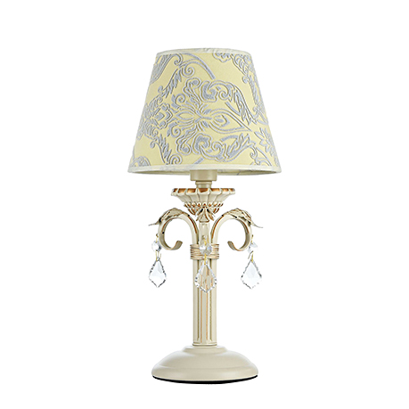 Настольная лампа с бархатным узорчатым абажуром (цвет белый с золотом)