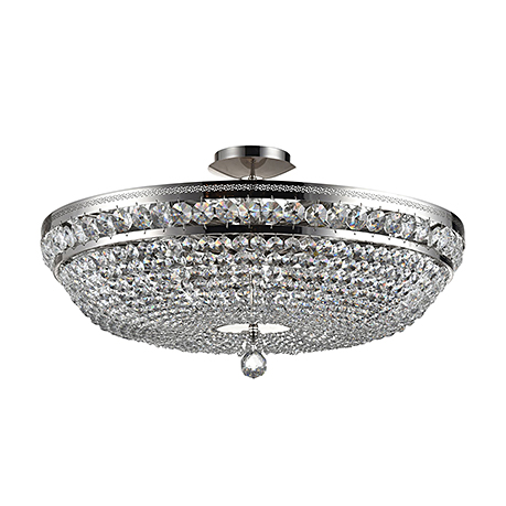 Припотолочная хрустальная люстра в стиле модерн на 12 ламп (серебро)