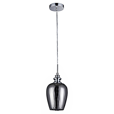 Одиночный подвесной светильник из дымчатого стекла (никель)