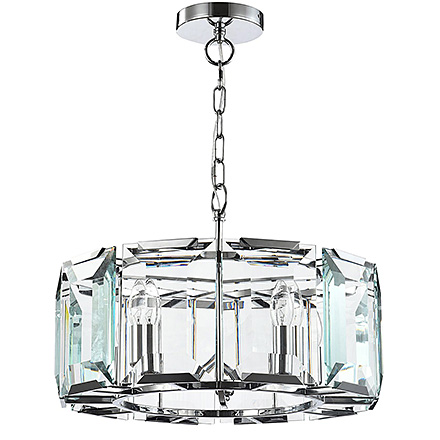 Modern Cerezo 5: Подвесная люстра в виде цилиндра с большими гранеными стеклами (хром)