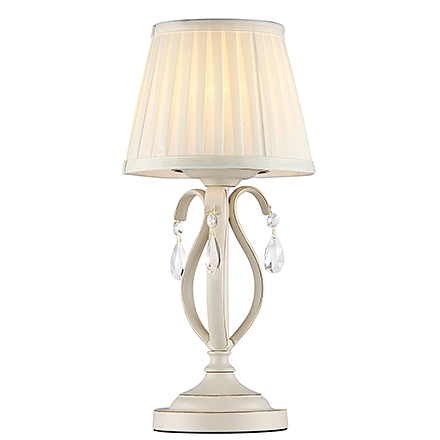 Elegant Brionia 1: Настольная лампа с плиссированным абажуром из атласа Д=18 см. (цвет бежевый)