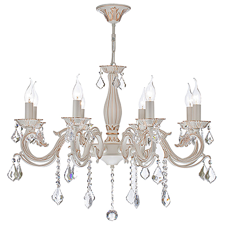 Elegant Bronze 8: Классическая люстра со свечами на 8 ламп и хрусталем (цвет бежевый)