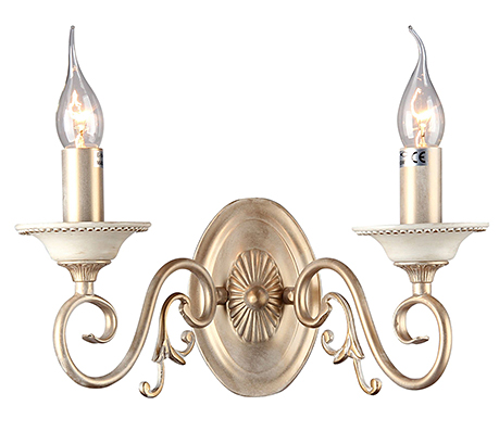 Elegant Perla 2: Бра со свечами на 2 лампы (золото с белой патиной)