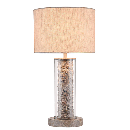 Прикроватная лампа с абажуром изо льна (цвет серый)
