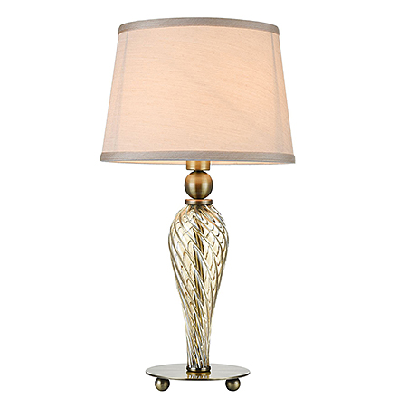Прикроватная лампа со стеклом и абажуром (бронза и бежевый)