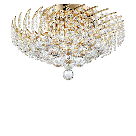 Diamant Crystal Karolina 6: Потолочная хрустальная люстра диаметром 40 см. в стиле модерн (золото)