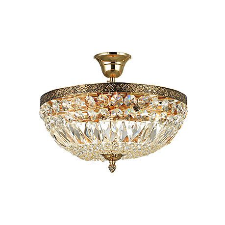 Припотолочная хрустальная люстра в классическом стиле Д=37 см. (античное золото)