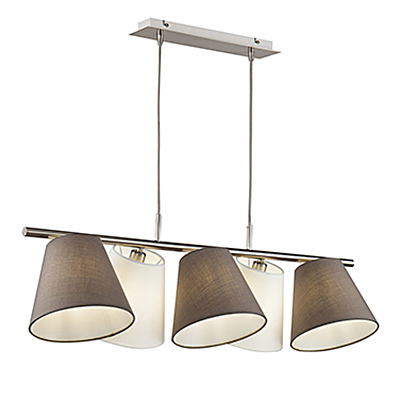 Modern Tarrasa 5: Подвесной светильник штанга с абажурами коричневого и белого цвета (никель)
