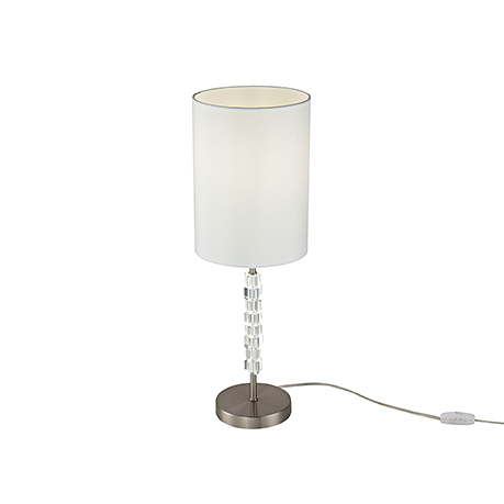 Настольная лампа с цилиндрическим абажуром белого цвета (никель)