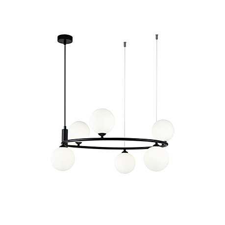 Modern Ring 6: Подвесной светильник - обруч с шарами на тросах (цвет черный)