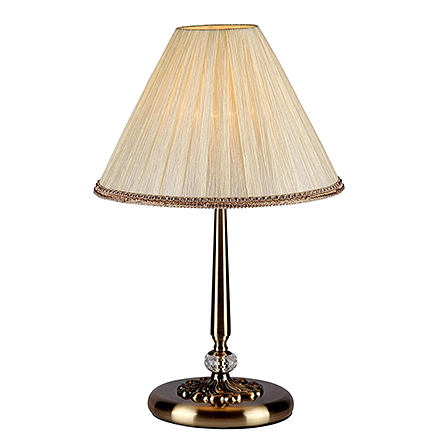 Классическая прикроватная лампа с абажуром (бронза и бежевый)