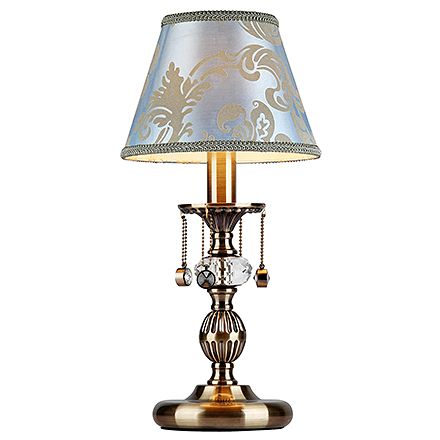 Прикроватная лампа-ночник с голубым абажуром (бронза)