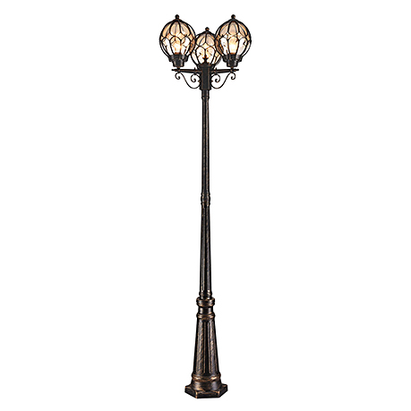 Большой тройной фонарь столб с шарообразными светильниками (бронза антик)