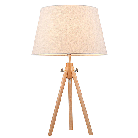 Прикроватная лампа на треноге из светлого дерева (цвет бежевый)