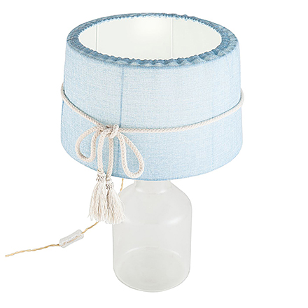 Настольная лампа бутыль с голубым абажуром