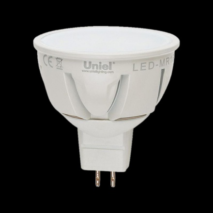 LED-JCDR-5W-WW-GU5.3-FR: Матовая лампа MR16 светодиодная Uniel (теплый свет)