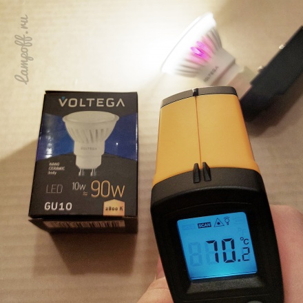 Светодиодная лампа GU10 MR16 Voltega керамическая нагрев +70°C