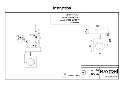 Инструкция / Схема для SP162-CW-01-W