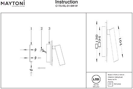 Инструкция / Схема для C175-WL-01-6W-W